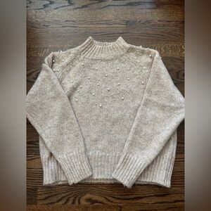 Reserved Beige Sweater with Pearl Details